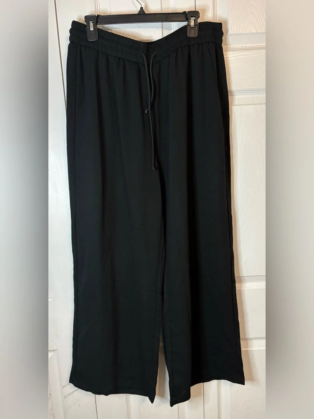 Halara NWT XL High Waisted Wide Leg Baggy Casual Linen Feel Black Pants